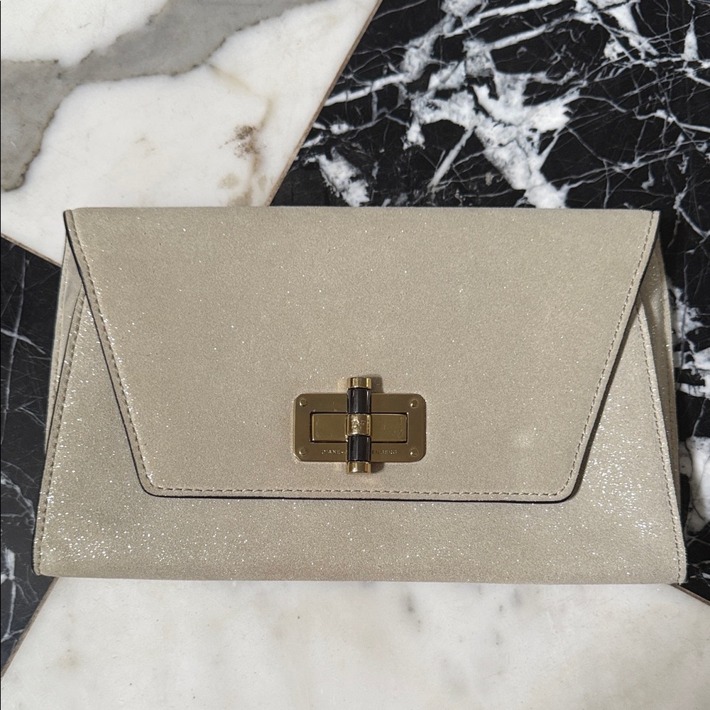 Diane Von Furstenberg Sparkling Beige Clutch